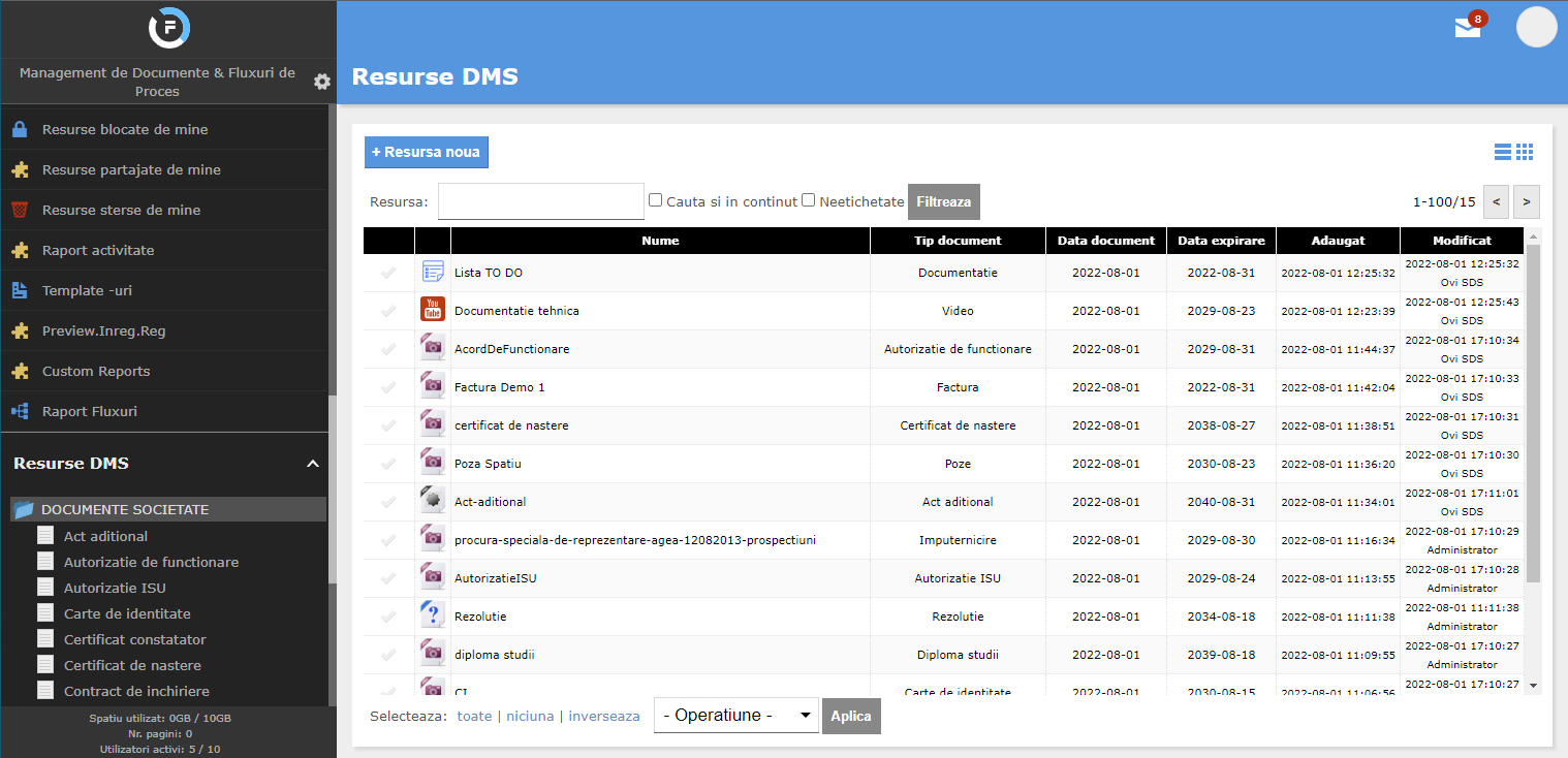 Stocare documentelor in foldere virtuale